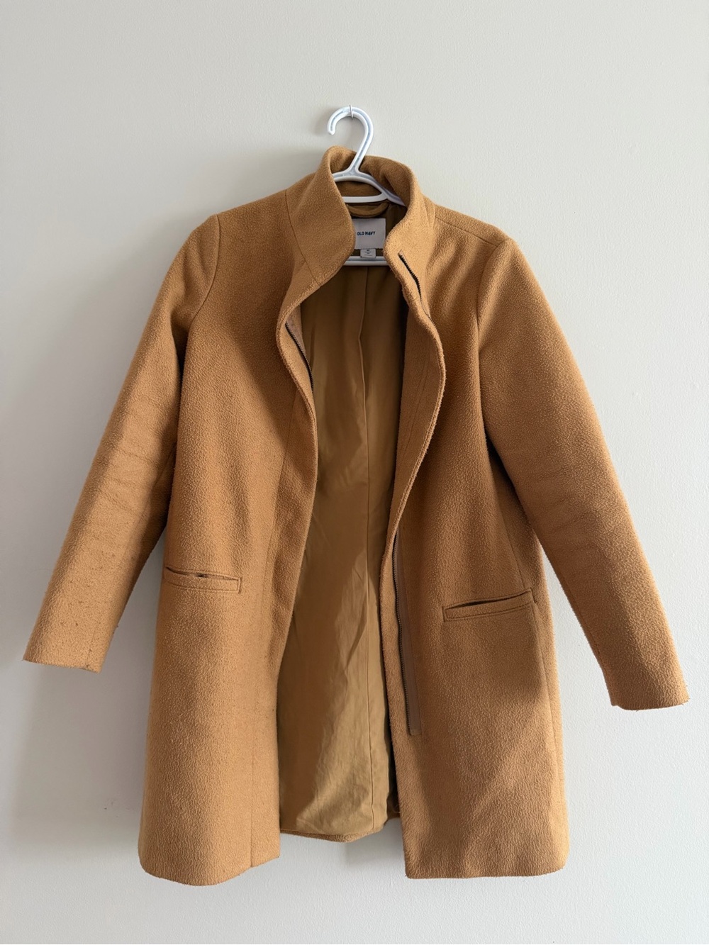 Old Navy Camel/Tan Stand-Collar Wool-Blend Coat